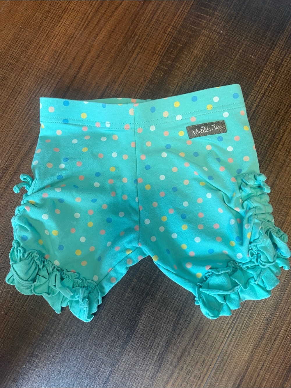 Matilda Jane Turquoise Polka Dot Ruffle Shorts size 6